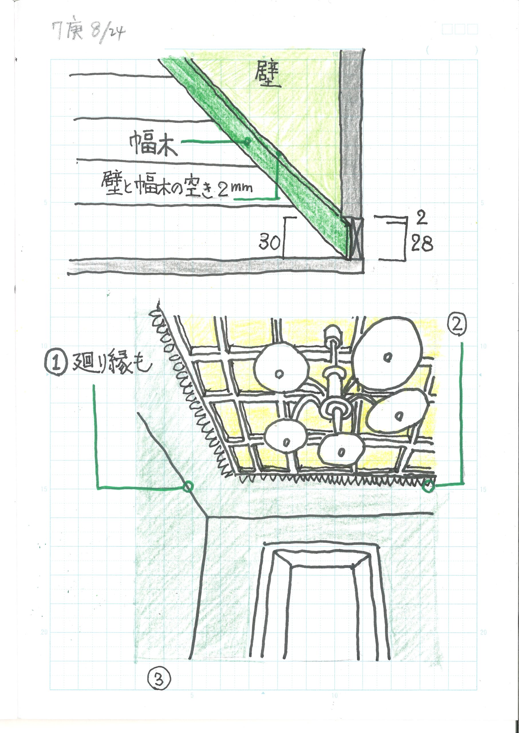 入り幅木と木の葉の廻り縁