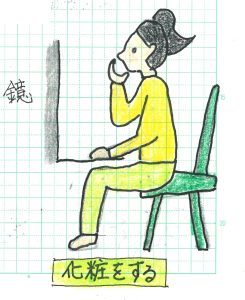 化粧をする姿勢