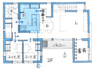 家の中心にあるキッチン