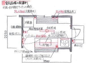 kitichen電気設備の配置例